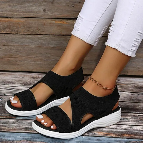 Vista 4 de Wedge Sandals for Women Soft Sole Peep Toe Orthopedic Sport Sandals for Women Comfortable Diabetic Fashion Shoes Platforms
