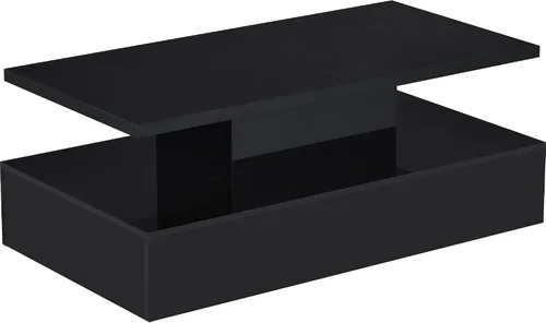 Vista 6 de Elegante mesa auxiliar LED para sala de estar, mesa central rectangular de madera de alto brillo con luz LED de 16 colores, moderna mesa de café