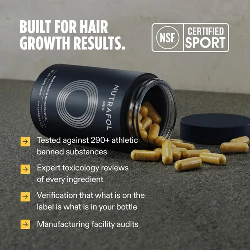 Vista 11 de Nutrafol Men's Hair Growth Supplements, Clinically Tested for Visibly Thicker Hair and Scalp Coverage, Dermatologist Recommended - 1 Month Supply, 1