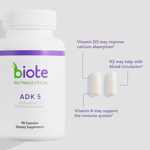 Vista 2 de Biote Nutraceuticals - ADK 5 - Inmunidad + Cardiovascular (90 Cápsulas)