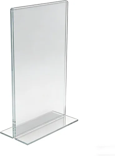 Vista 6 de FixtureDisplays® Paquete de 24 soportes de acrílico transparente de 5.5 x 8.5 pulgadas para mesas, marco de mesa vertical para carpa de tienda