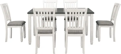 Vista 75 de Juego de mesa de comedor vintage de 6 piezas, juego de mesa de comedor de cocina de madera maciza con 4 sillas ergonómicas acolchadas y banco, mesa