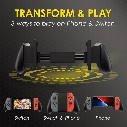 Vista 2 de MOBILEGAMINGCORPS MGC PROTEUS Transforming 3-in-1 Grip for Switch Joy-Con, iPhone Mobile Gaming Controller