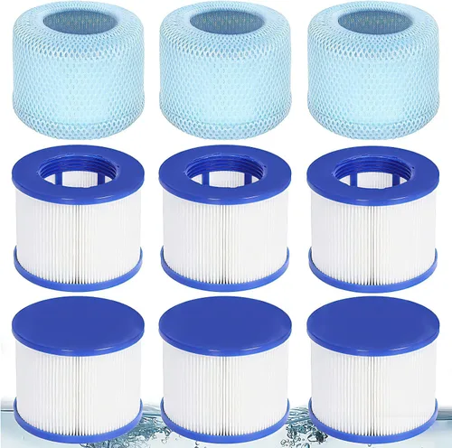 Vista 7 de Cartuchos de filtro para bañera de hidromasaje con cubiertas protectoras de malla – Compatible con RELXTIME, ALEKO, Wejoy, Aquaspa – Filtros
