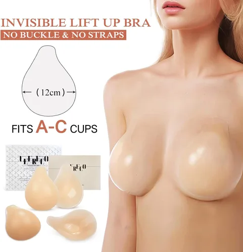 Vista 6 de Sticky Bra Push Up 2 Pairs, Nipple Covers for Women Silicone Adhesive Bra Pasties