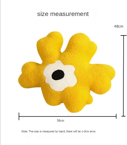 Vista 5 de Almohada de sofá Cojín de cintura Almohada de felpa con forma especial de flor Almohada creativa de corazón para niña (negro y blanco)