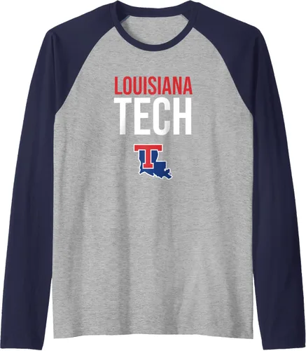 Vista 5 de Louisiana Tech Bulldogs Stacked Raglan Baseball Tee