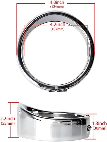 Vista 4 de NTHREEAUTO Aros de adorno para luces de cruce de motocicleta de 4.5", con visor de lámpara antiniebla cromado compatible con Harley Touring, Road