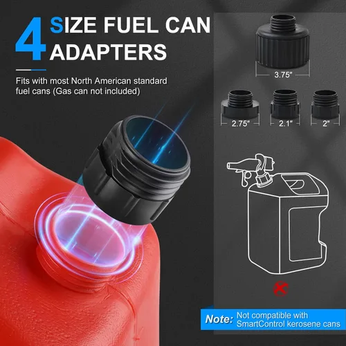 Vista 3 de 3.2GPM Bomba de transferencia de combustible portátil con sensor de parada automática, color azul with 4 Tank Adapter, 51" Hose, Battery-Powered