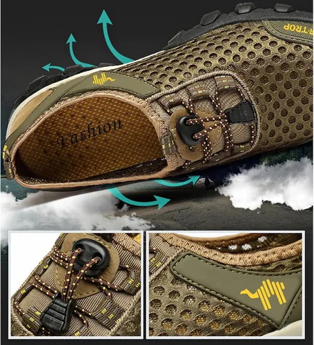 Vista 5 de Gomehui Tenis ortopédicos portátiles de secado rápido para hombre, zapatos deportivos casuales para correr, caminar con soporte de arco para pies