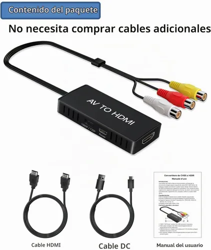 Vista 7 de VIXLW Convertidor RCA a HDMI, convertidor AV a HDMI, 1080P Mini compuesto a HDMI, compatible con PAL/NTSC para PC, portátil, TV, WII, PS1, PS2, PS3