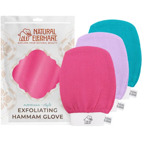 Vista 19 de Natural Elephant Guantes exfoliantes para hammam (2 negros y 1 marrón (paquete de 3))