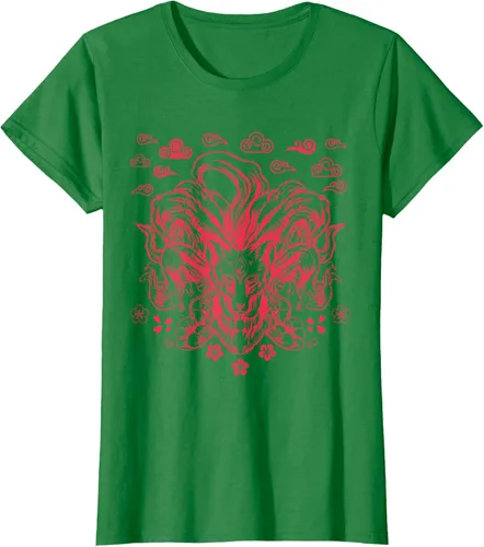 Vista 33 de Camiseta de anime japonés Nine Tails Fox Kitsune, Negro