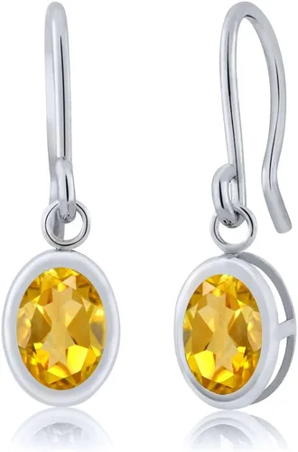 Vista 69 de Gem Stone King Aretes colgantes de plata de ley 925 de 0.276 x 0.197 in con piedra natal ovalada de alambre francés para mujer