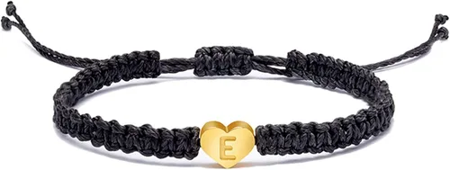Vista 6 de Pulsera personalizada con 26 iniciales de cobre pulsera tejida con letras de corazón de cobre pulsera tejida con dije de corazón delicado
