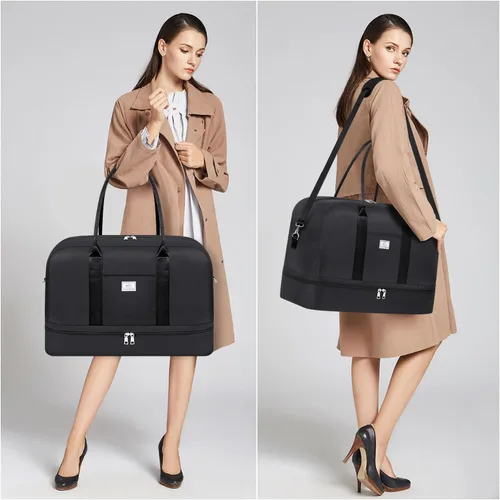 Vista 166 de IBFUN Bolsas de fin de semana para mujer, bolsa grande de lona para viaje, bolsa de viaje con compartimento para zapatos, 21 pulgadas, juego de 3