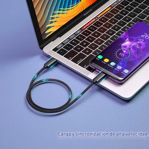 Vista 5 de Cable corto USB C a USB C de 1.5 pies, 100 W 3.1 Gen2, cable de carga rápida de 10 Gbps de transferencia de datos para disco duro SSD, MacBook