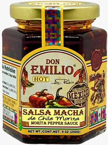 Vista 12 de Don Emilio Hot Chili Arbol Salsa Macha - Tarro prémium de 9 onzas Topping gourmet mexicano artesanal, aceite de chile de pimiento rojo crujiente