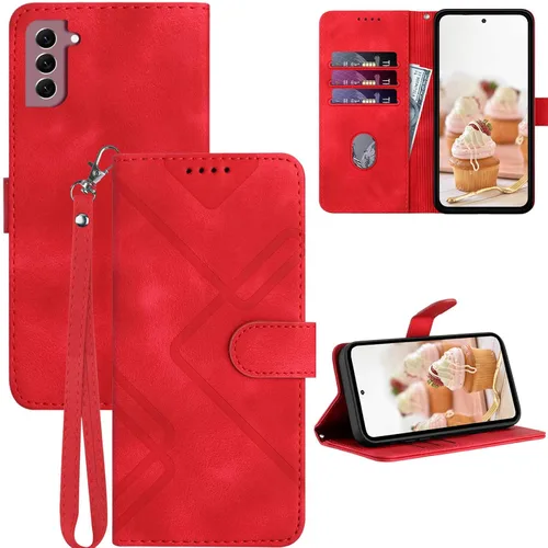 Vista 8 de para Samsung S21 Funda Billetera Titular de la tarjeta Correa (negro) PU Leather Pattern, Card Slots, Cash Pocket, Kickstand, Magnetic Closure