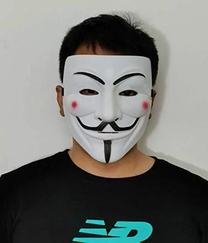 Vista 3 de Junyulim Anonymous Vendetta Hacker Mask Guy Fawkes Game Master Mask For Halloween Cosplay