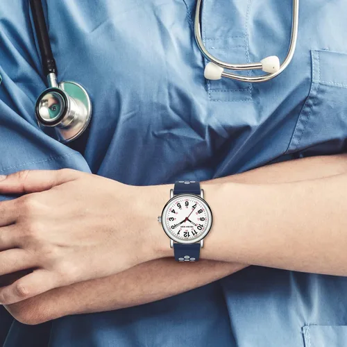 Vista 8 de GOLDEN HOUR Reloj de enfermera impermeable para profesionales médicos, estudiantes, mujeres y hombres, esfera luminosa de fácil lectura, 24 horas