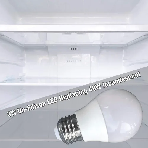 Vista 4 de Luz fría de 3 vatios para refrigeradores Whirlpool, equivalente a 40 W, 120 V E26 blanco frío 6000 K, bombillas A15 de ahorro de energía, paquete