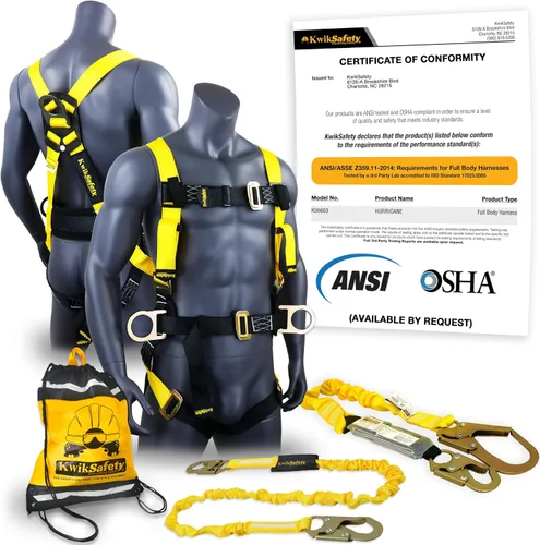 Vista 7 de KwikSafety - Charlotte, NC - HURRICANE Safety Harness [3 D-RINGS, BACK SUPPORT] ANSI Tested OSHA Compliant