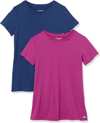 Vista 109 de Amazon Essentials Camiseta de manga corta con cuello redondo para mujer, de secado rápido, para entrenamiento, gimnasio, paquete múltiple