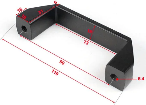 Vista 6 de Paquete de 2 manijas de aleación de aluminio negro rectangular industrial para accesorios de perfil de extrusión de aluminio serie 20, 3.543 in