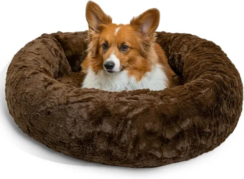 Vista 88 de Best Friends by Sheri - The Original Calming Donut - Cama calmante en forma de dona para perros y gatos - Pelo largo, azul bebé, M, 30 x 30 pulgadas