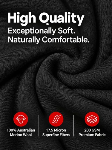 Vista 5 de 100% Merino Wool Beanie - Cuffed Ski Running Winter Hat for Men Women Charcoal Gray