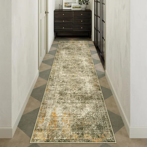 Vista 125 de PureCozy Alfombra de área beige de 2 x 3 pulgadas, lavable, vintage, pequeña, para entrada, cocina, suave, retro, floral, de pelo bajo, tapete