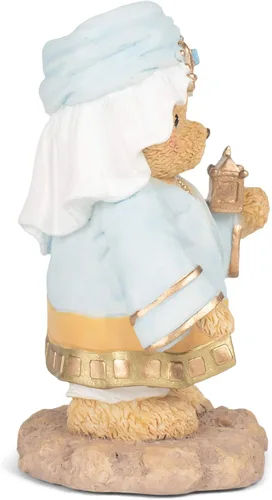 Vista 4 de Roman Peluche apreciado, oso rey con turbante, figura de pesebre, 4 pulgadas de alto, resina y wollastonita, duradero, decoración coleccionable