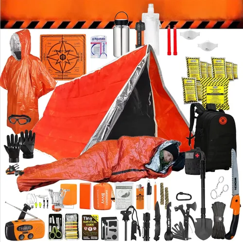 Vista 8 de Kit de supervivencia de 48 horas – 228 piezas de equipo de supervivencia y suministros, mochila de emergencia de 45 L, primeros auxilios, filtro