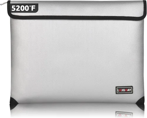 Vista 12 de Bolsa de documentos ignífuga, con aislamiento térmico de 5200 °F, bolsa impermeable ignífuga con cremallera, 8 capas de materiales funcionales