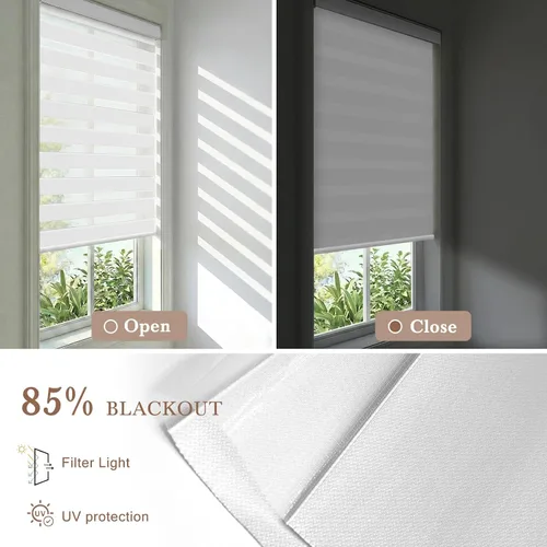 Vista 4 de Persianas motorizadas de cebra, persianas automáticas de oscurecimiento del 85% para ventanas interiores compatibles con HomeKit, Alexa, Google