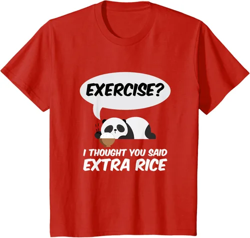 Vista 57 de ¿Ejercicio? I Thought You Said Extra Rice Panda Gift T-Shirt, Negro, S