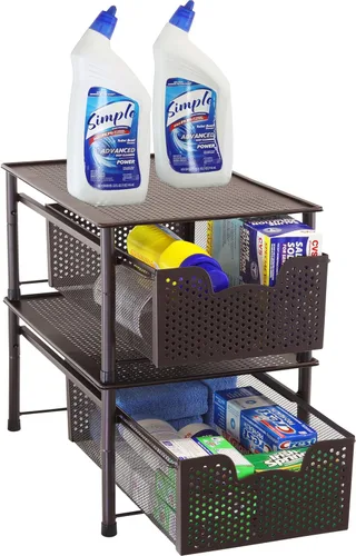 Vista 7 de Simple Houseware - Organizador con cajones de cesta apilables para gabinete, bronce