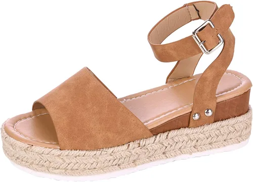 Vista 2 de Sandalias para mujer, sandalias para mujer, sandalias elegantes de verano, sandalias de plataforma negras para mujer, sandalias de cuña casuales
