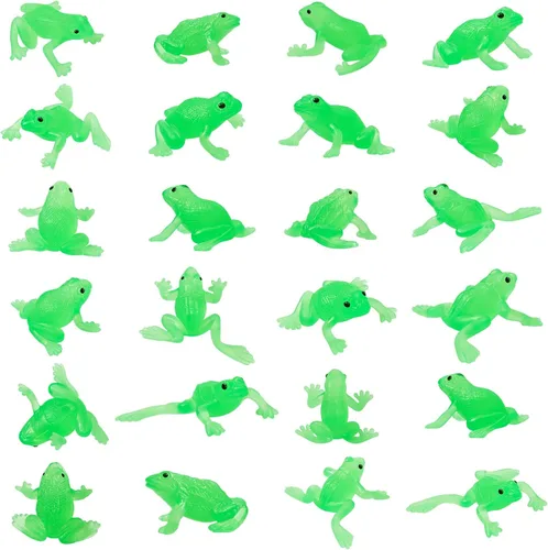 Vista 7 de Jenaai Paquete de 24 mini ranas de goma de juguete realistas de ranas de Pascua, figuras de animales de la selva tropical para Pascua, recuerdos