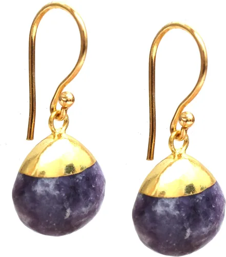 Vista 12 de Gempires - Pendiente de gancho de pera natural, pendiente de meditación, joyería hecha a mano, regalo para ella