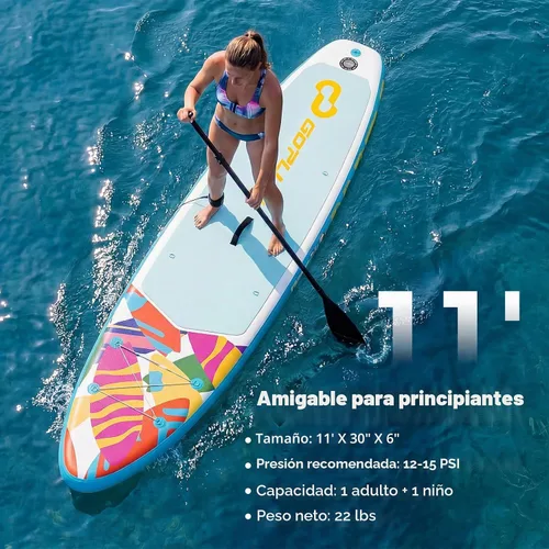 Vista 4 de Goplus Inflatable Stand Up Paddle Board w/SUP Paddleboard Accessories 2-Azul/Rosa/Azul marino/Verde/Amarillo