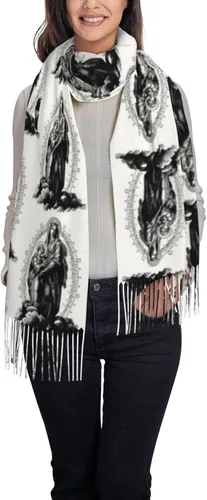 Vista 8 de TNIJWMG Bufanda Virgen María para mujer, chal suave para otoño e invierno, regalos católicos