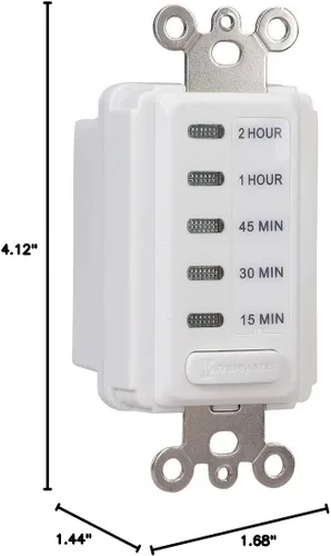 Vista 5 de Temporizador electrónico con autoapagado, cuenta regresiva, empotrado en pared, EI200 5/10/15/30 minutos, marfil, de Intermatic, EI235W
