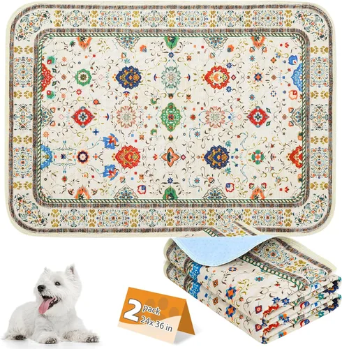 Vista 12 de KOOLTAIL Almohadillas lavables para orina de perros, paquete de 2 almohadillas de entrenamiento súper absorbentes reutilizables impermeables