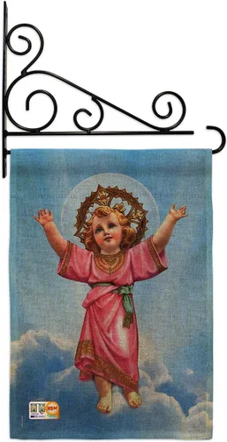 Vista 11 de Bandera de arpillera para el jardín de divine Baby Jesus, religiosa, fe, esperanza, gracia, paloma, religión cristiana, Pascua, pequeño, regalo