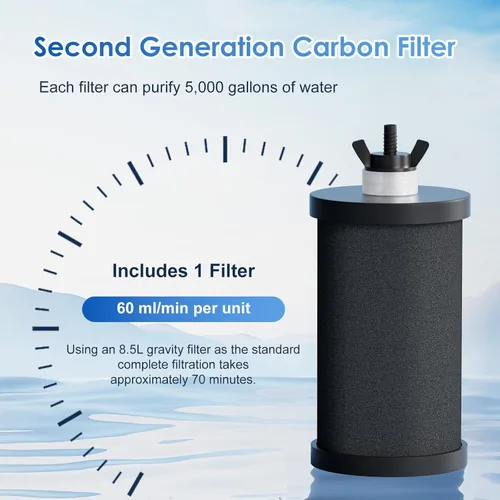 Vista 4 de Purewell Sistema de filtro de agua por gravedad, ultrafiltración portátil de acero inoxidable de 3,8 L (0,01 μm) para supervivencia, campamento