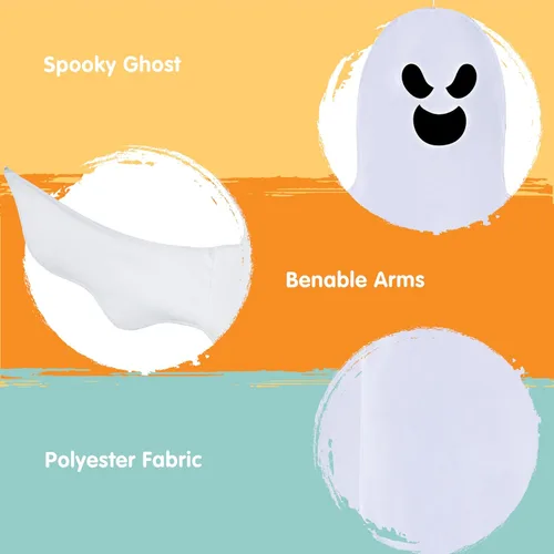Vista 2 de JOYIN 2 piezas de decoración de fantasma para árbol de Halloween, 53 pulgadas, fantasma volador flexible para árboles, patio, césped, jardín