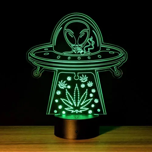 Vista 24 de 420 hojas 3D LED lámpara de mesa luz nocturna ilusión visual óptica decoración del hogar iluminación