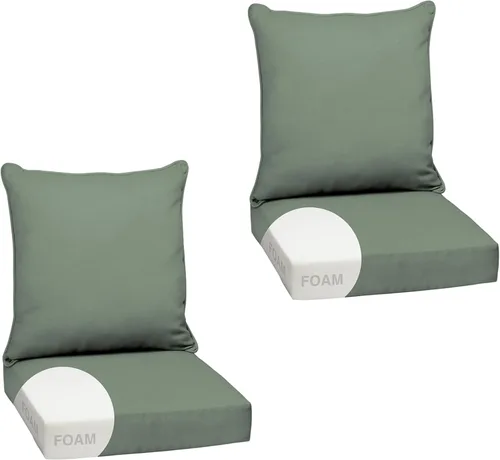 Vista 58 de Arden - Juego de cojines de asiento profundo para exteriores, espuma, 24x24, aguamarina